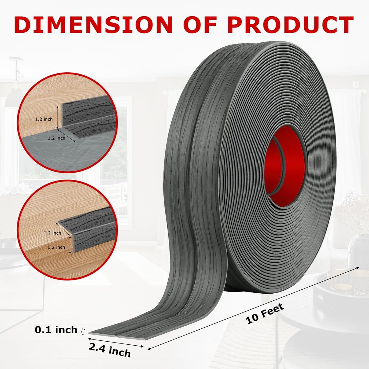Flexible Wall Corner Protector Moulding Trim Peel and Stick Wall Corner Guards Edge Protector Self Adhesive Molding Trim Strip for Edge Ceiling (Deep Gray Wood Grain, 2.4 in x 10 Ft)