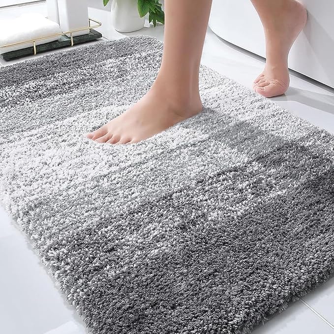 OLANLY Bathroom Rugs Mat 30x20, Extra Soft Absorbent Microfiber Bath Rugs, Rubber Backing, Quick Dry, Machine Washable Bath Mats for Bathroom Floor, Tub and Shower, Home Decor Accessories, Grey