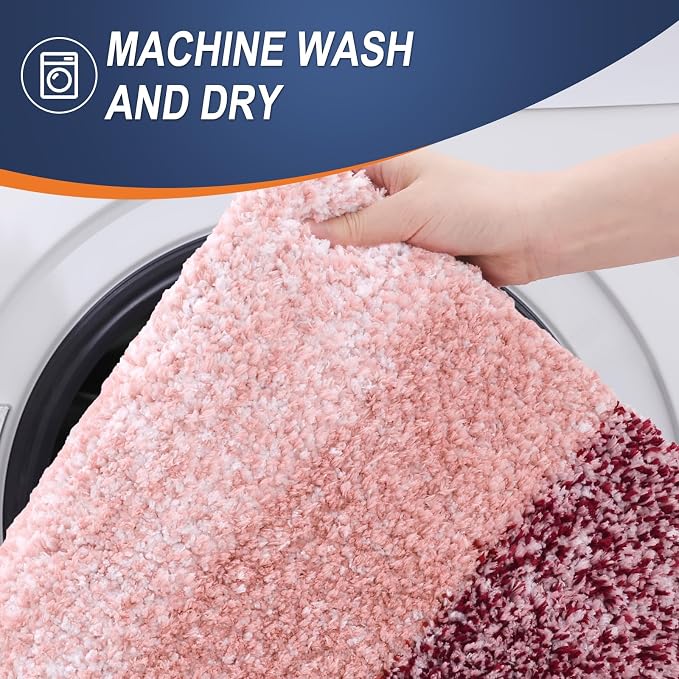 OLANLY Bathroom Rugs Mat 36x24, Extra Soft Absorbent Microfiber Bath Rugs, Rubber Backing, Quick Dry, Machine Washable Bath Mats for Bathroom Floor, Tub and Shower, Home Decor Accessories, Red