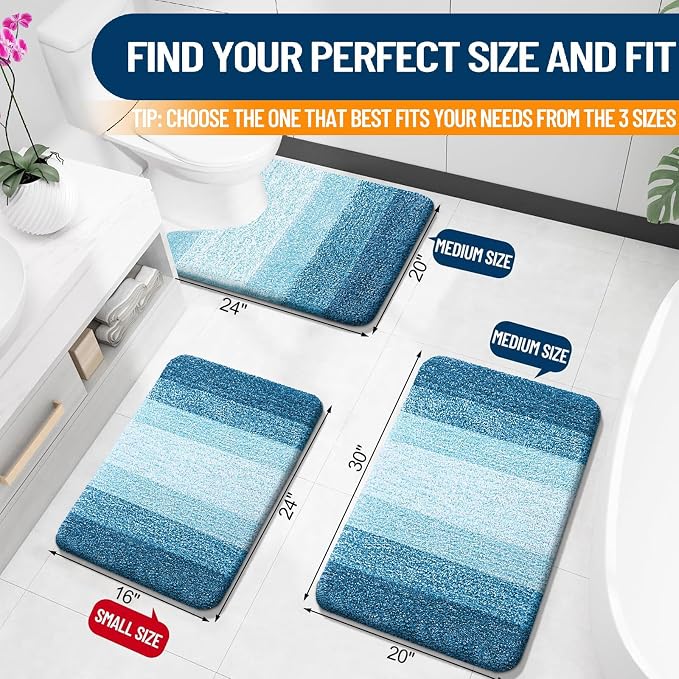 OLANLY Bathroom Rugs Mat 30x20, Extra Soft Absorbent Microfiber Bath Rugs, Rubber Backing, Quick Dry, Washable Bath Mats for Bathroom Floor, Tub and Shower, Home Decor Accessories, Peacock Blue