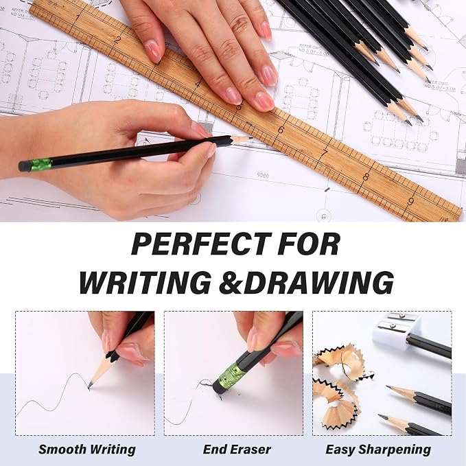 TecUnite 120 Pcs #2 HB Pencils with Eraser,Black