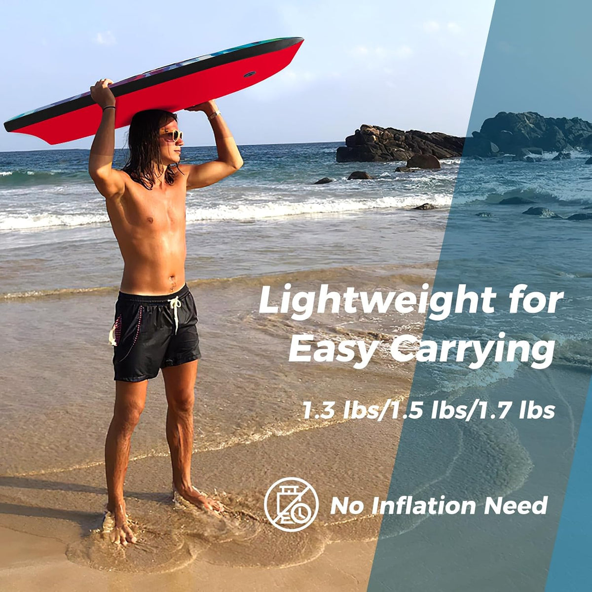 KOTEK 33/37/41 Inch Body Board with Wrist Leash, EPS Core, Dual Channel, HDPE Slick Bottom, Bodyboard for All Skill Levels & Wave Conditions
