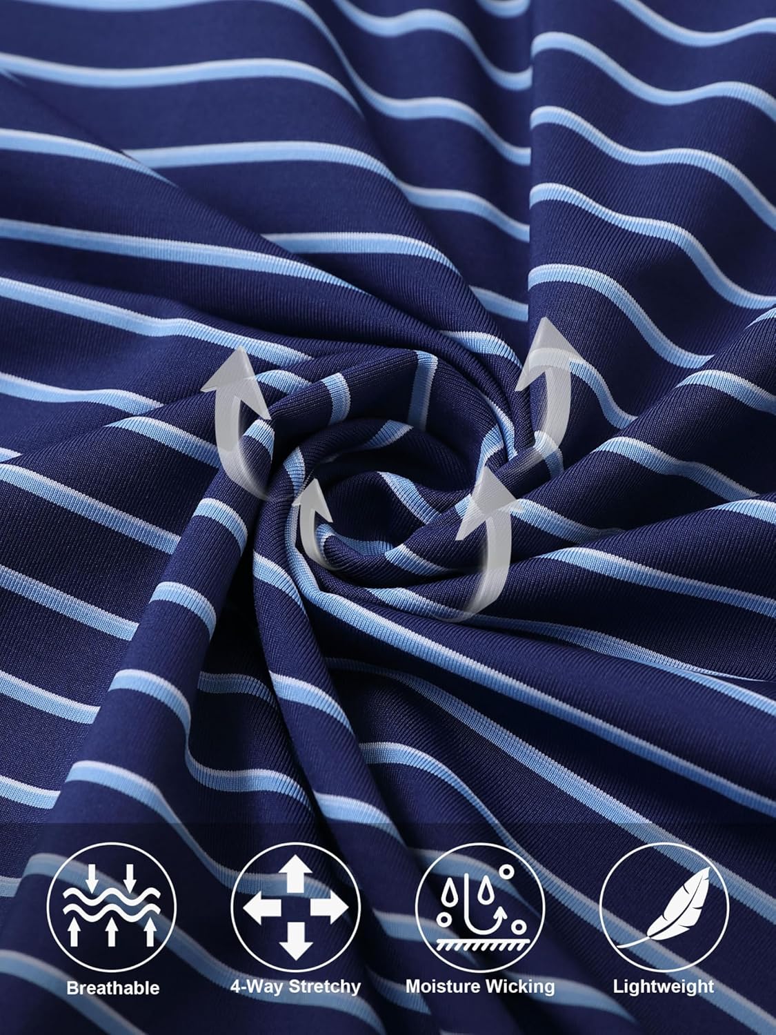 Rouen Mens Polo Shirts Short Sleeve Dry Fit Performance Moisture Wicking Causal Striped Polo Collared Golf Shirts for Men