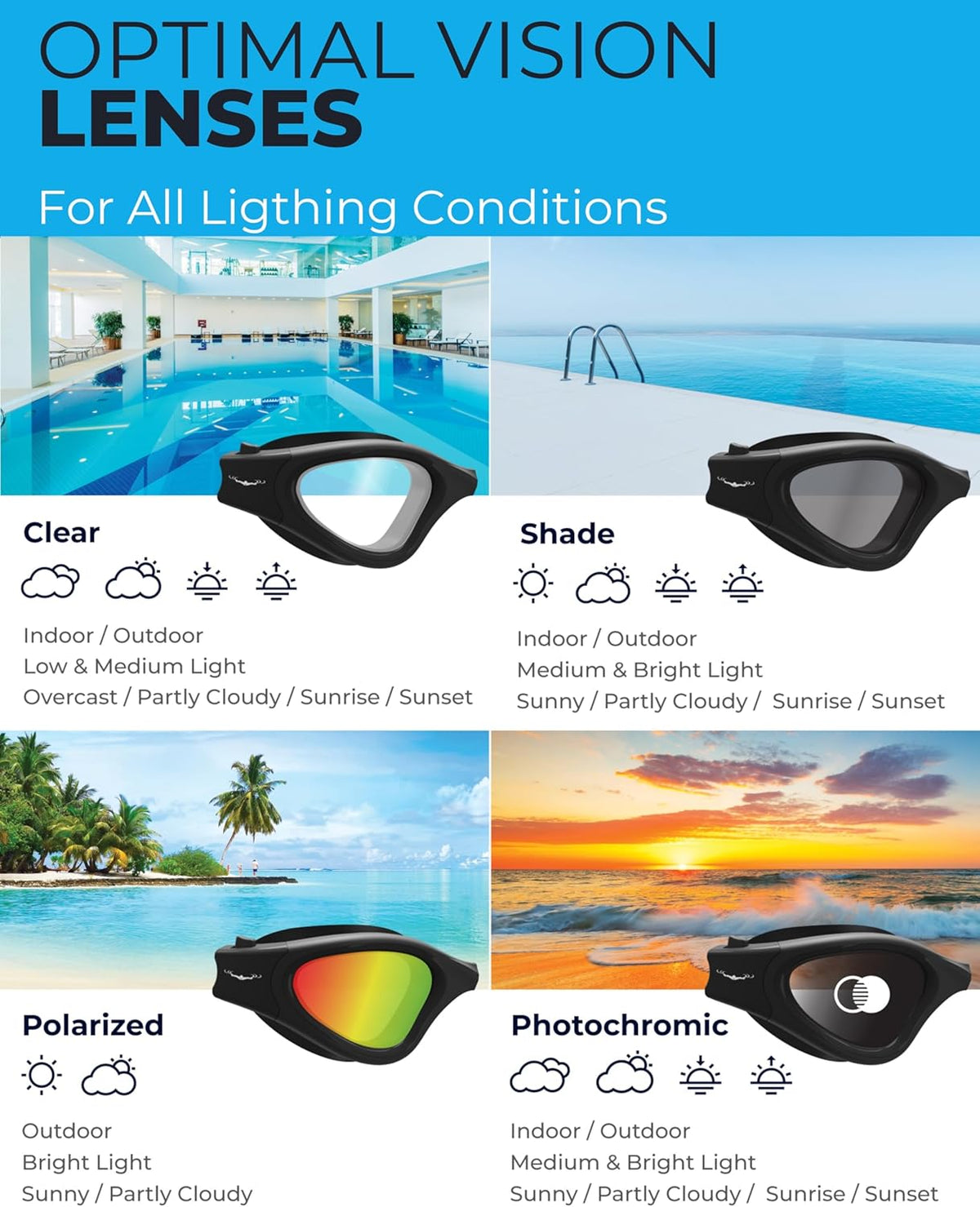 AqtivAqua Swimming Goggles, DX Wide View Swim Goggles for Adult Men Women, Anti Fog No Leaking