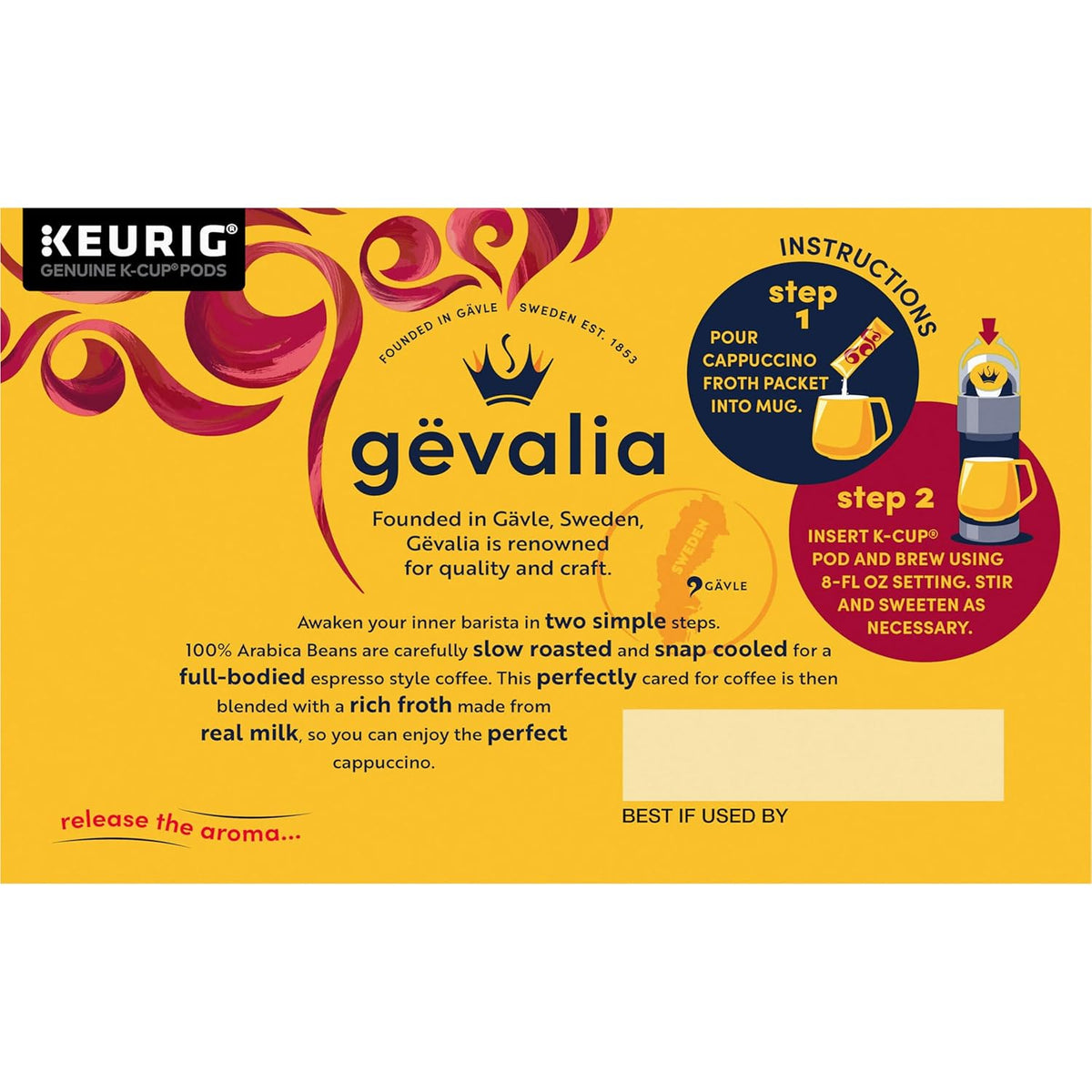 Gevalia Kaffe, 2-Step K-Cup & Froth Packets, (Cappuccino Espresso), 6 Count (Pack of 3)