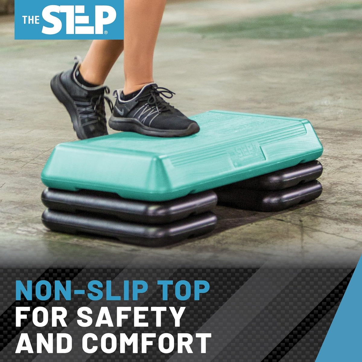 Freestyle STEP Exercise Step Platform, Circuit Size Stepper for Exercise at Home with 2 Risers