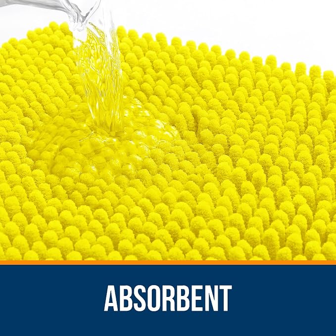 OLANLY Bathroom Rugs 36x24, Extra Soft Absorbent Chenille Bath Rugs, Rubber Backing Quick Dry, Machine Washable Bath Mats for Bathroom Floor, Tub and Shower, Home Decor Accessories, Lemon Yellow