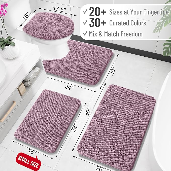 OLANLY Large Bathroom Rugs 59x35, Extra Soft Absorbent Chenille Bath Rugs, Rubber Backing Quick Dry, Machine Washable Bath Mats for Bathroom Floor, Tub and Shower, Home Decor Accessories, Deep Plum