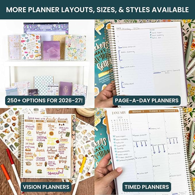 bloom daily planners 2026-2027 (8.5" x 11") Academic Year Day Planner (July 2026 - July 2027) - 13 Months Weekly & Monthly Agenda Organizer with Stickers & Tabs - Painted Peonies