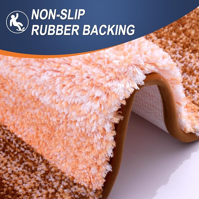 OLANLY Bathroom Runner Rugs Mat 47x24, Extra Soft Absorbent Microfiber Bath Rugs, Rubber Backing, Quick Dry, Washable Long Bath Mats for Bathroom Floor, Tub and Shower, Home Decor Accessories, Orange