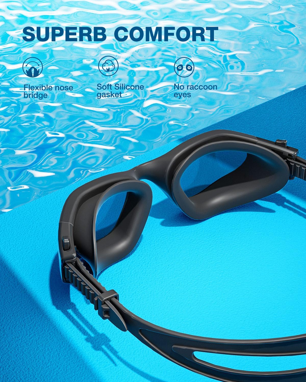 ZIONOR Swim Goggles, G1 SE Swimming Goggles Anti-fog for Adult Men Women