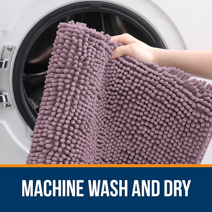 OLANLY Large Bathroom Rugs 59x35, Extra Soft Absorbent Chenille Bath Rugs, Rubber Backing Quick Dry, Machine Washable Bath Mats for Bathroom Floor, Tub and Shower, Home Decor Accessories, Deep Plum