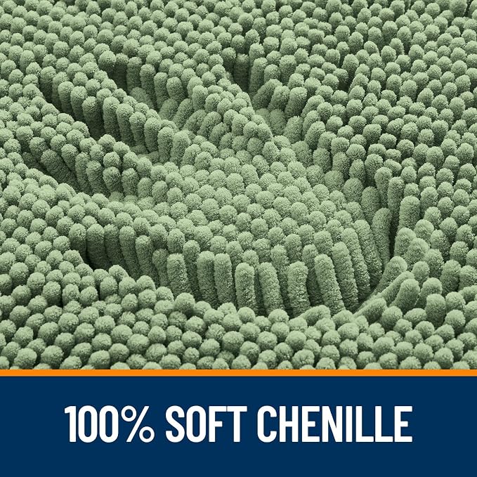 OLANLY Toilet Rugs U-Shaped 20x20, Extra Soft Absorbent Chenille Contour Bathroom Rugs for Toilet, Dry Quickly, Machine Washable, Non-Slip Bath Mat, Sage Green