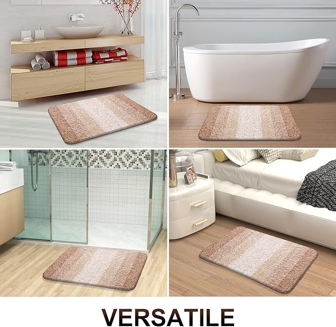 OLANLY Bathroom Runner Rugs Mat 59x24, Extra Soft Absorbent Microfiber Bath Rugs, Rubber Backing, Quick Dry, Washable Long Bath Mats for Bathroom Floor, Tub and Shower, Home Decor Accessories, Beige