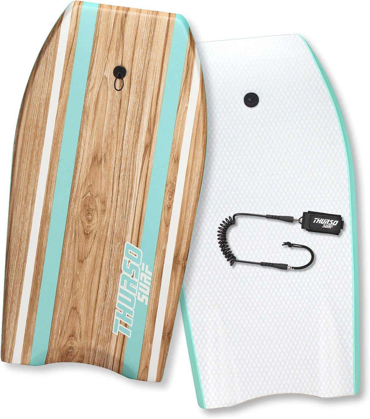 THURSO SURF Quill 42'' Bodyboard Lightweight Durable EPS Core IXPE Deck HDPE Slick Bottom FRP Stringer Crescent Tail Dual Channel Plastic Mesh with Double Stainless Steel Swivel Coiled Wrist Leash