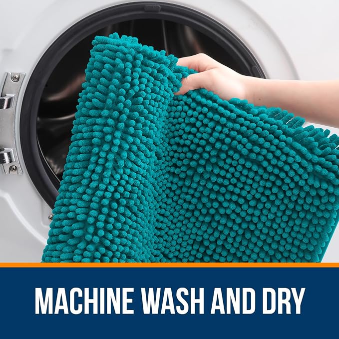 OLANLY Large Bathroom Rugs 47x32, Extra Soft Absorbent Chenille Bath Rugs, Rubber Backing Quick Dry, Machine Washable Bath Mats for Bathroom Floor, Tub and Shower, Home Decor Accessories, Deep Lake