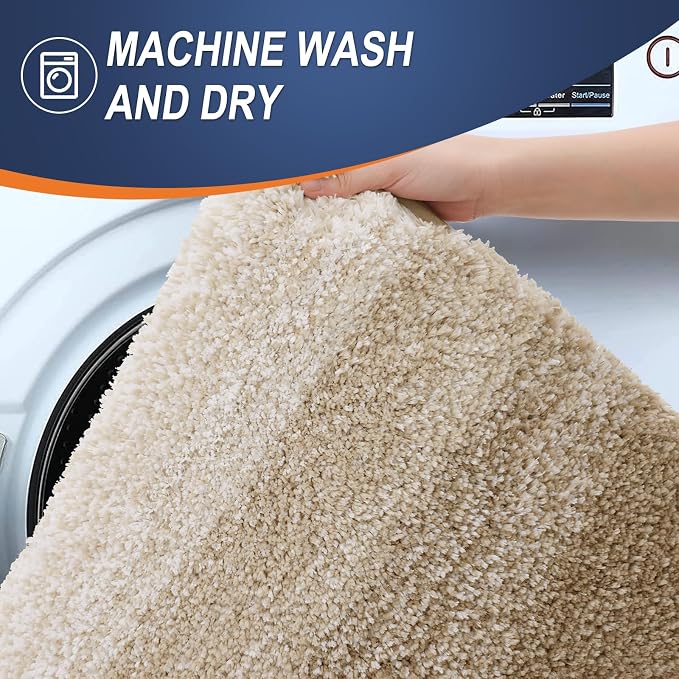 OLANLY Bathroom Runner Rugs Mat 59x20, Extra Soft Absorbent Microfiber Bath Rugs, Rubber Backing, Quick Dry, Washable Long Bath Mats for Bathroom Floor, Tub and Shower, Home Decor Accessories, Tan