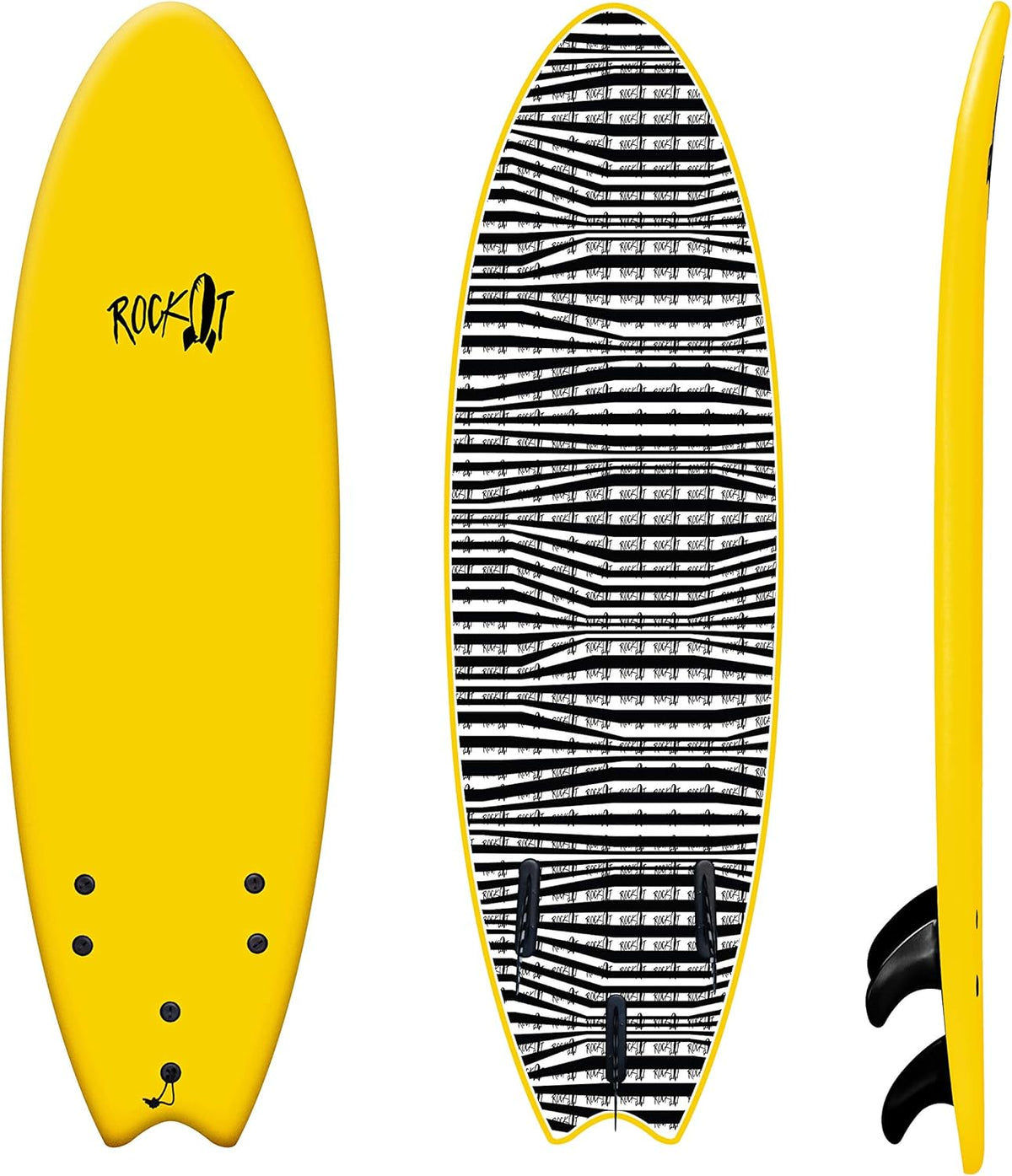 Rock-It 6' Albert Performance Fish Soft Top Surfboard Surf Board, Foam Surfboard, Kids Surfboard, Adult Surfboard, Tabla De Surf, Beginner Surfboard