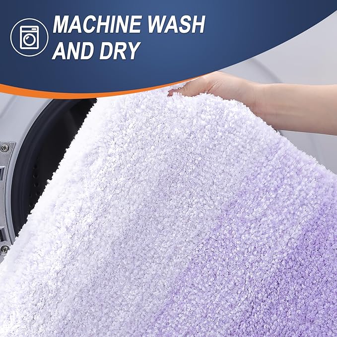 OLANLY Bathroom Runner Rugs Mat 59x24, Extra Soft Absorbent Microfiber Bath Rug, Rubber Backing, Quick Dry, Washable Long Bath Mats for Bathroom, Tub and Shower, Home Decor Accessories, Light Purple