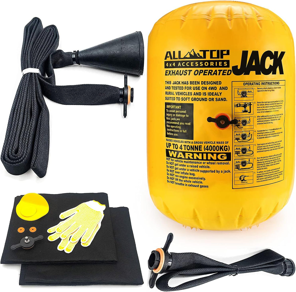 ALL-TOP Off-Road Exhaust Air Jack, 31inch Lift 8800Lbs Capacity, Inflatable Soft Jack for Low Clearance, fits Air Compressor & Exhaust