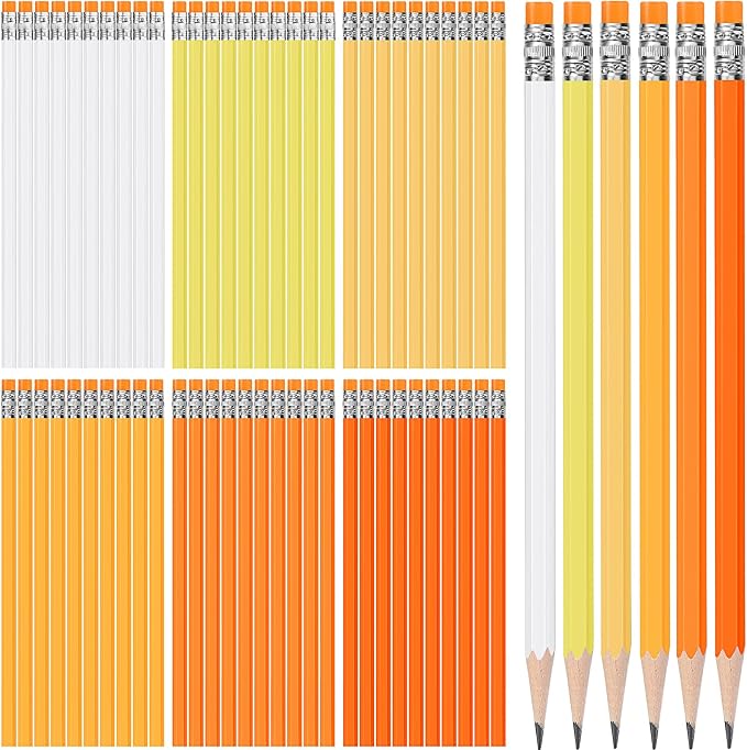 TecUnite 120 Pcs #2 HB Pencils with Eraser,Orange Series