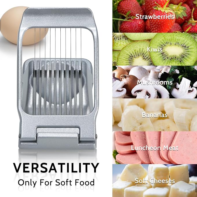 Heavy Duty Stainless Steel Wire Egg Slicer for Hard Boiled Eggs & Strawberry Other Soft Food