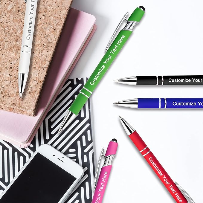 Up to 300 Pcs Custom Pens Bulk,Personalized Pens with Free Engraving,Customized Stylus Ballpoint Pens with Your Name,Text,Message for Business,Graduation,Anniversaries-Colorful Pens 96 Packs