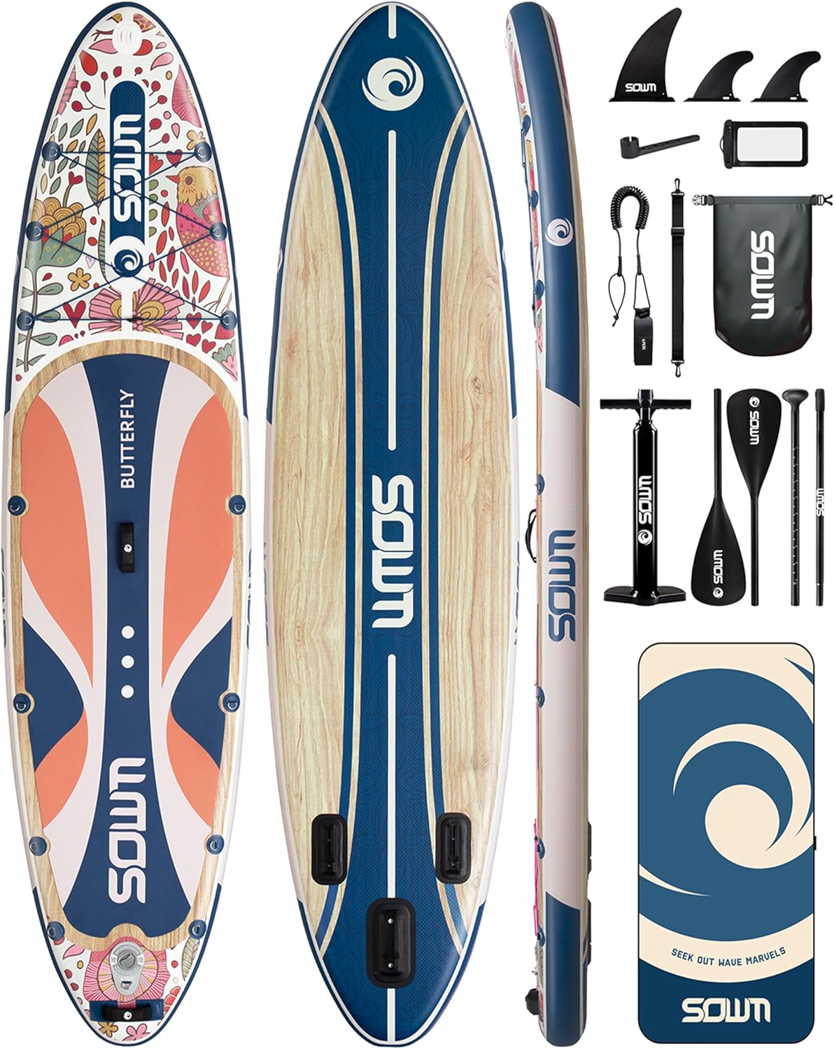 Inflatable Paddle Boards 11'x33'', Stand Up SUP Paddle Board Inflatable for Adults Youth, Extre Wide & Non-Slip Sup of All Skill Levels