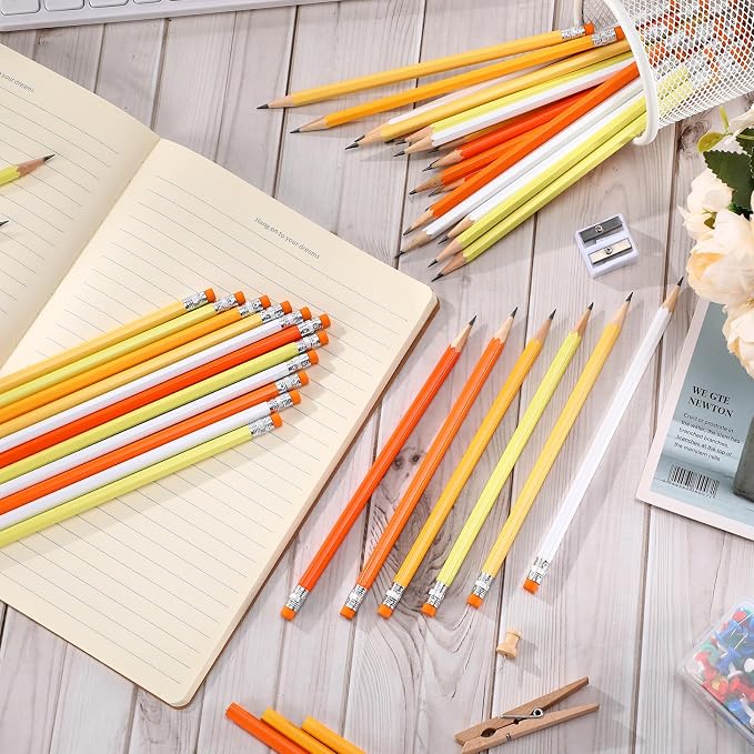 TecUnite 120 Pcs #2 HB Pencils with Eraser,Orange Series