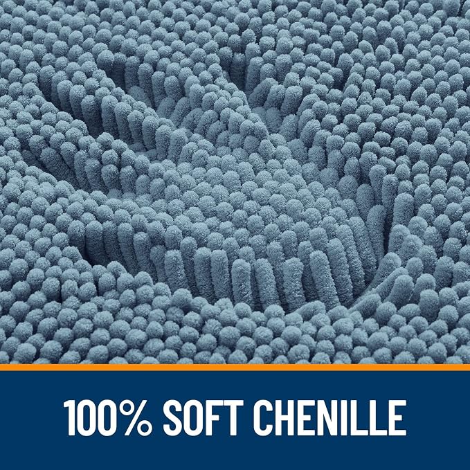 OLANLY Large Bathroom Rugs 47x32, Extra Soft Absorbent Chenille Bath Rugs, Rubber Backing Quick Dry, Machine Washable Bath Mats for Bathroom Floor, Tub and Shower, Home Decor Accessories, Airy Blue