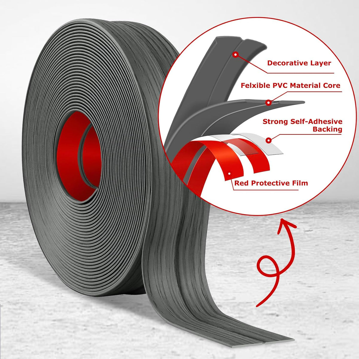 Flexible Wall Corner Protector Moulding Trim Peel and Stick Wall Corner Guards Edge Protector Self Adhesive Molding Trim Strip for Edge Ceiling (Deep Gray Wood Grain, 0.8 in x 20 Ft)