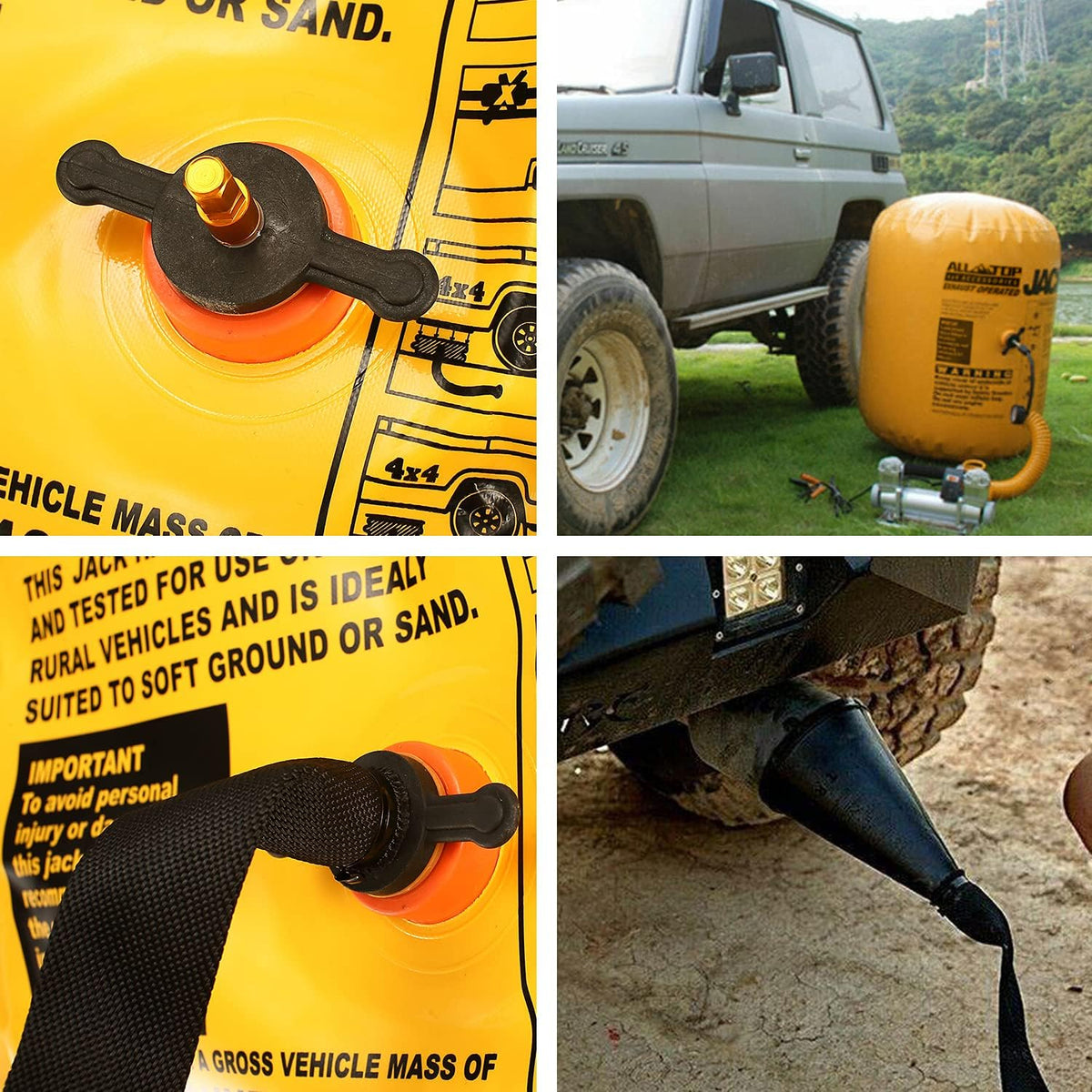 ALL-TOP Off-Road Exhaust Air Jack, 31inch Lift 8800Lbs Capacity, Inflatable Soft Jack for Low Clearance, fits Air Compressor & Exhaust