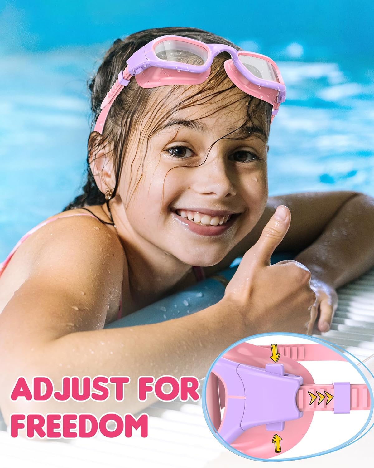 Kids Swim Goggles,Swimming Goggles for Kids 6-14, Anti-Fog UV Protection Pool Glasses for Boys Girls