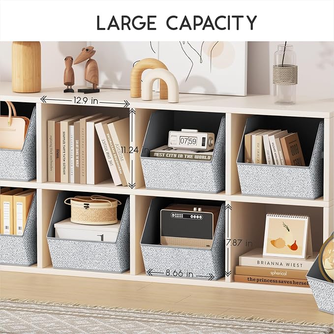 Homsorout Large Closet Storage Cubes - Closet Storage Bins with Dual Handles for Clothes, Towels, Toys, Shelf Organizer Bins for Bedroom, Nursery, Shelves, Small Spaces, Ant Light Gray, 4 Pack