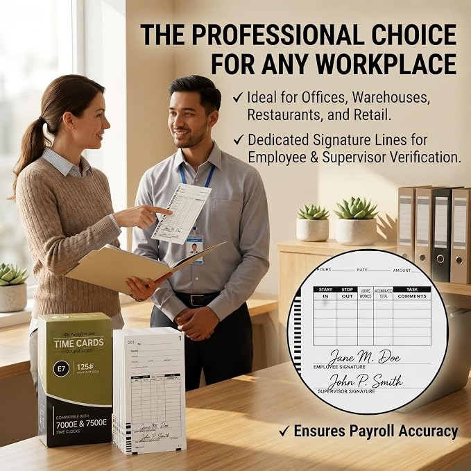 400 Time Cards Compatible with Lathem 7000E and 7500E Time Clocks