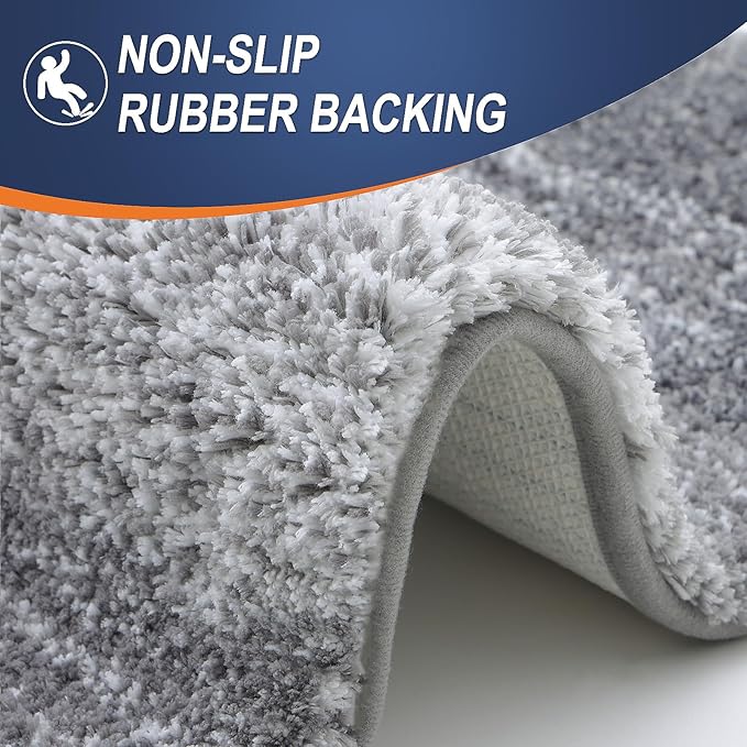 OLANLY Large Bathroom Rugs Mat 54x24, Extra Soft Absorbent Microfiber Bath Rugs, Rubber Backing, Quick Dry, Machine Washable Bath Mats for Bathroom Floor, Tub and Shower, Home Decor Accessories, Grey