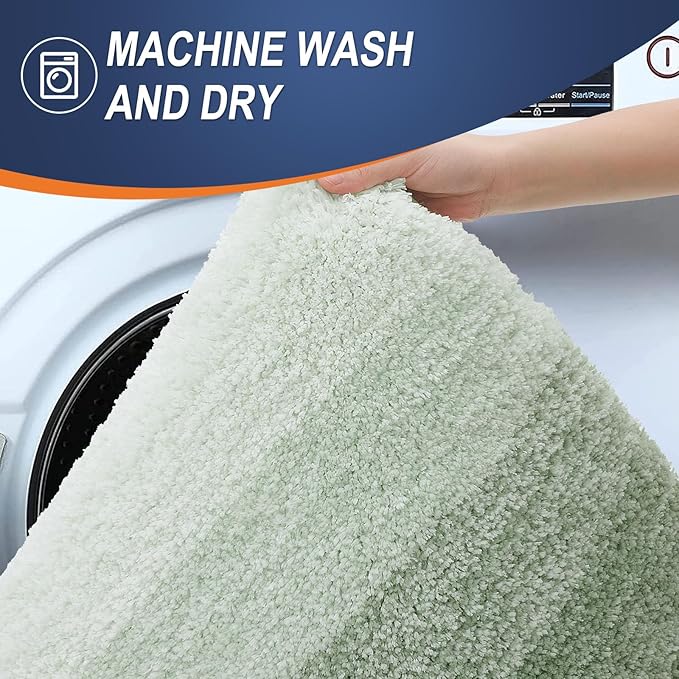 OLANLY Bathroom Runner Rugs Mat 47x24, Extra Soft Absorbent Microfiber Bath Rugs, Rubber Backing, Quick Dry, Washable Long Bath Mats for Bathroom, Tub and Shower, Home Decor Accessories, Sage Green