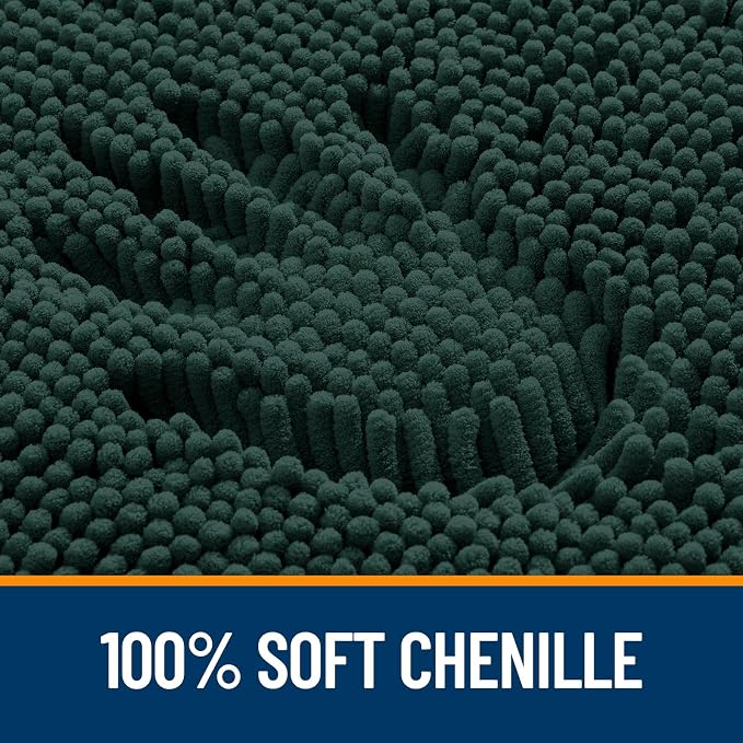 OLANLY Large Bathroom Rugs 70x46, Soft Absorbent Chenille Bath Rugs, Rubber Backing Quick Dry, Machine Washable Bath Mats for Bathroom Floor, Tub and Shower, Home Decor Accessories, Blackish Green