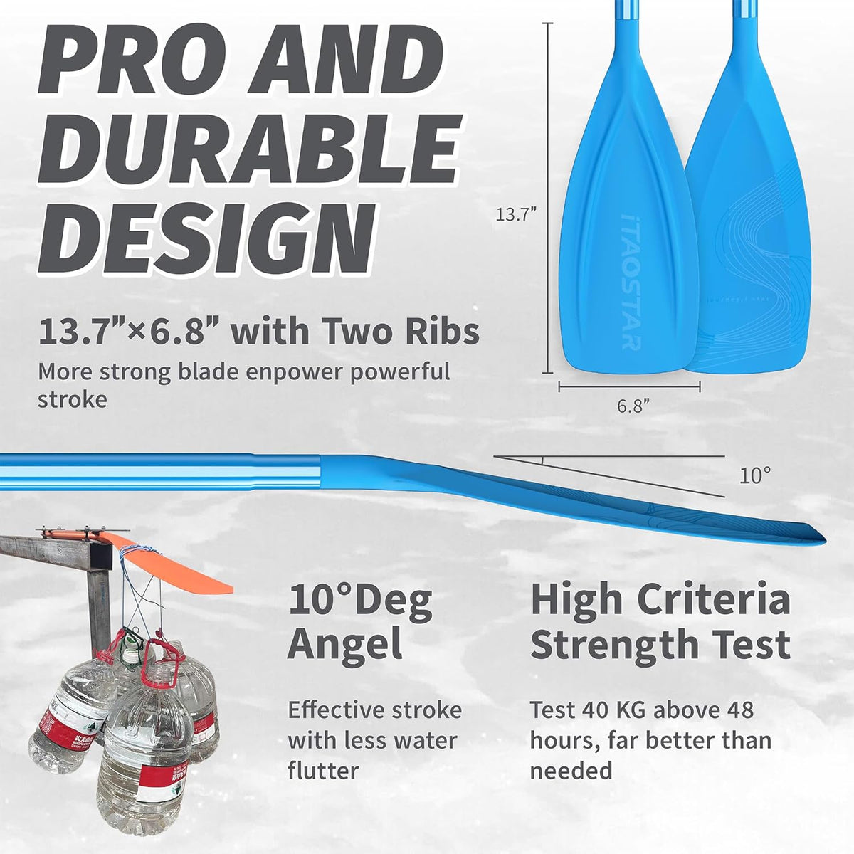 Paddle Board Paddle Detachable, Stand Up Paddle for Adults with Double Locks, Kayak Paddle Adjustable with Glass Fiber Blade, Floating Paddle Board Oar with Lightweight