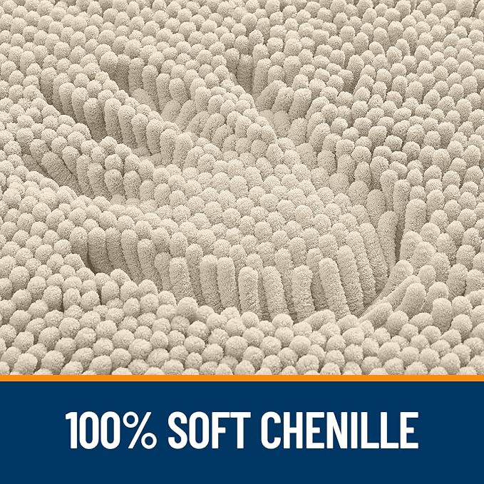 OLANLY Bathroom Rugs 32x20, Extra Soft Absorbent Chenille Bath Rugs, Rubber Backing Quick Dry, Machine Washable Bath Mats for Bathroom Floor, Tub and Shower, Home Decor Accessories, Sand