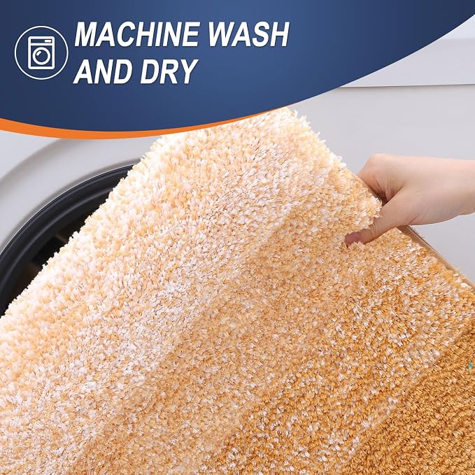OLANLY Large Bathroom Rugs Mat 54x24, Extra Soft Absorbent Microfiber Bath Rugs, Rubber Backing, Quick Dry, Washable Bath Mats for Bathroom, Tub and Shower, Home Decor Accessories, Golden Yellow