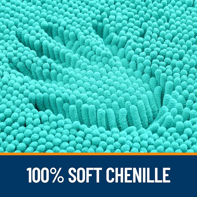 OLANLY Large Bathroom Rugs 59x35, Extra Soft Absorbent Chenille Bath Rugs, Rubber Backing Quick Dry, Machine Washable Bath Mats for Bathroom Floor, Tub and Shower, Home Decor Accessories, Teal