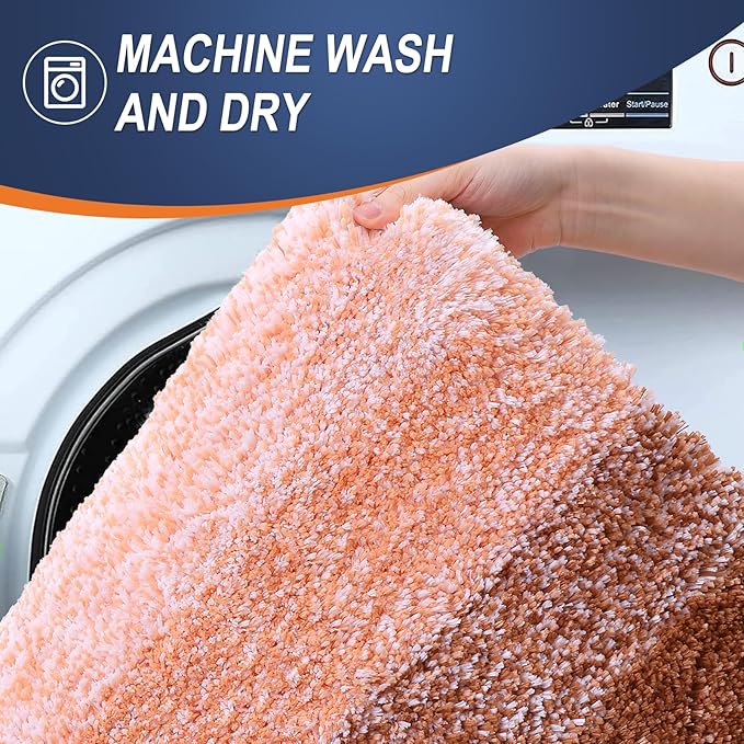 OLANLY Bathroom Runner Rugs Mat 70x24, Extra Soft Absorbent Microfiber Bath Rugs, Rubber Backing, Quick Dry, Washable Long Bath Mats for Bathroom Floor, Tub and Shower, Home Decor Accessories, Orange