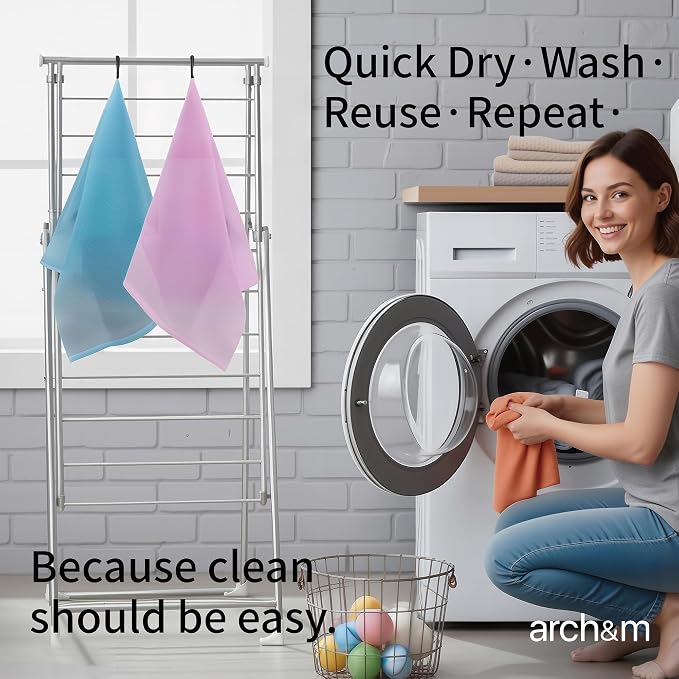 ARCH&M Exfoliating Washcloth, Japanese Bath Towel, 3 Pack, Black | Japanese Washcloth, Korean Exfoliation Daily Use, Nylon Body Scrubber Towel, Back Scrubber for Shower, Loofah Alternative