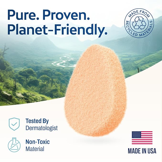 HartFelt 2ct Tear Drop Gentle Face Scrubber for Women | Reusable Facial Sponges for Daily Cleansing | Facial Exfoliating Pads for Removing Dead Skin, Dirt & Makeup | Made in USA