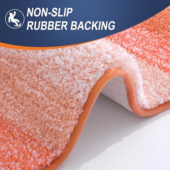 OLANLY Large Bathroom Rugs Mat 44x32, Extra Soft Absorbent Microfiber Bath Rugs, Rubber Backing, Quick Dry, Machine Washable Bath Mats for Bathroom Floor, Tub and Shower, Home Decor Accessories, Coral
