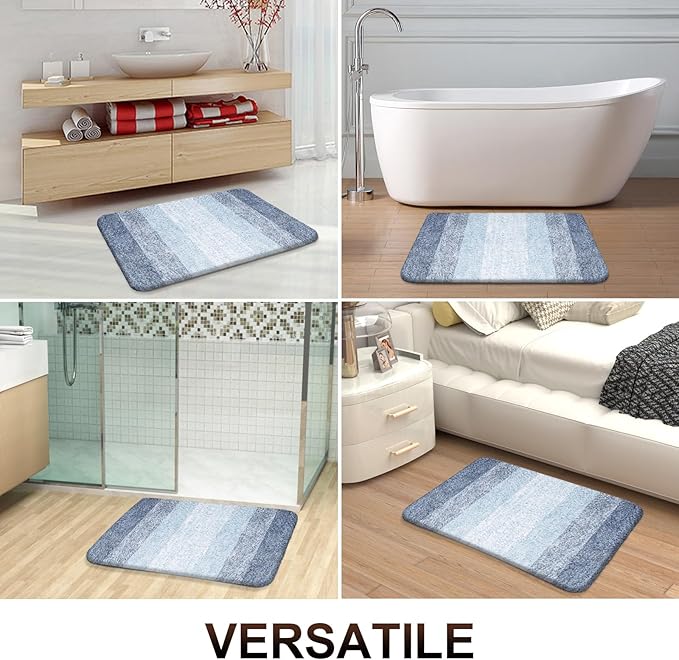OLANLY Bathroom Runner Rugs Mat 47x24, Extra Soft Absorbent Microfiber Bath Rugs, Rubber Backing, Quick Dry, Washable Long Bath Mats for Bathroom Floor, Tub and Shower, Home Decor Accessories, Blue