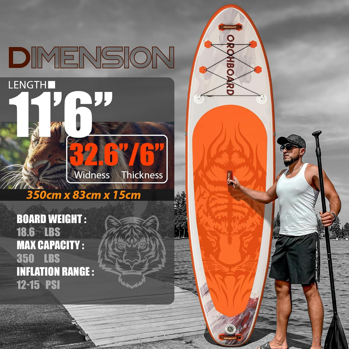 10’6/11’6 Inflatable Stand Up Paddle Board with Premium Paddleboards Accessories, Wide Stable Designed SUP Paddleboard for Adults & Youth.
