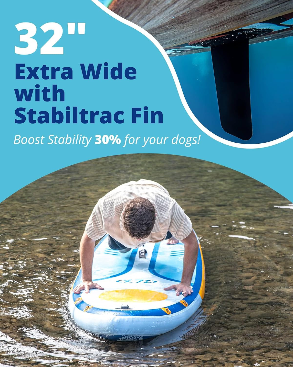 ZLX Inflatable Stand Up Paddle Board, 10'6" SUP Non-Slip Stable Deck Pad, Unique Center Fin, Premium Accessories, Portable Paddleboard for Adults, Beginners, All Skill Levels