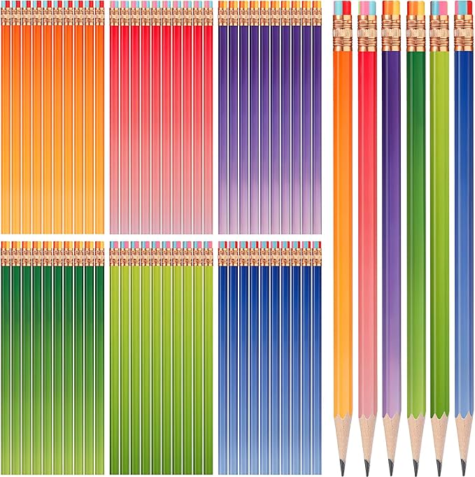 TecUnite 120 Pcs #2 HB Pencils with Eraser,Gradient Color